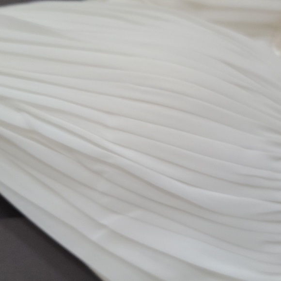 VTG Oleg Cassini Womens Formal Dress Off White SILK Beaded Pleated Wedding Sz 16 - Picture 5 of 16